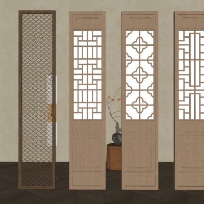 中式花格玄关隔断 实木镂空雕花屏风