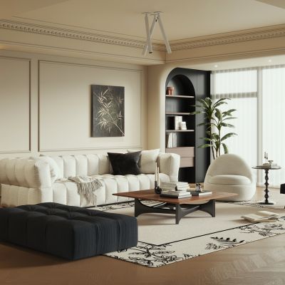 法式家居客厅 横厅 无主灯客厅 黑白客厅