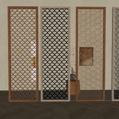 中式花格玄关隔断 实木镂空屏风