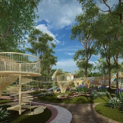 现代自然生态无动力儿童游乐森林系户外探险原木拓展训练公园景观