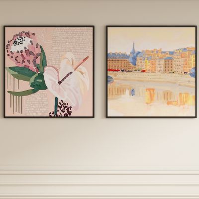 奶油风现代抽象装饰画 挂画