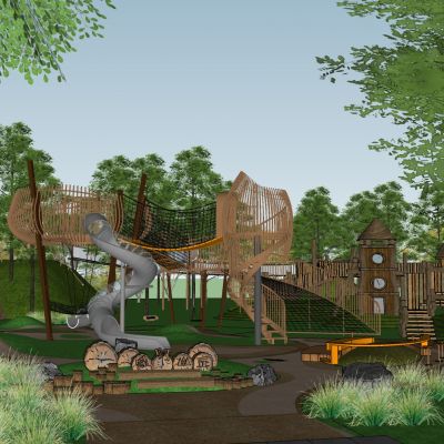 现代自然生态无动力儿童游乐森林系户外探险原木拓展训练公园景观
