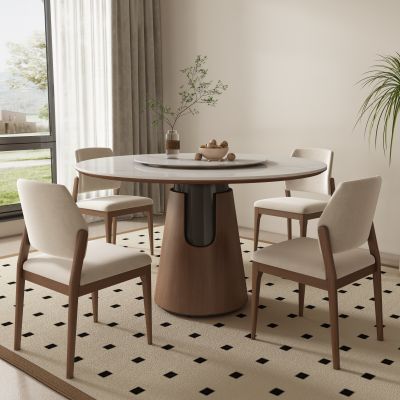 中古风圆形餐桌椅