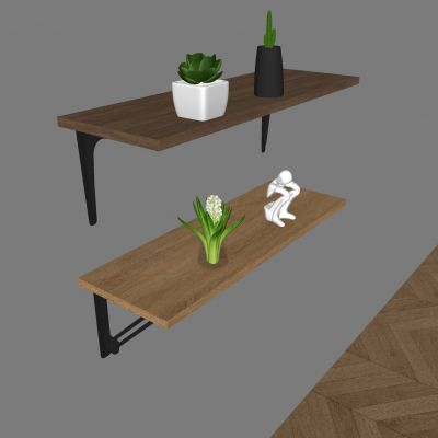 墙挂实木置物架 壁挂书架 盆栽绿植