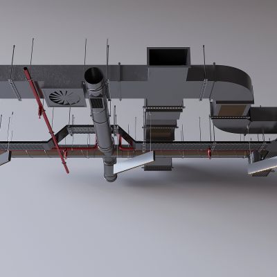 工业风管道吊顶 天花管道消防管道 空调通风管道裸顶