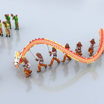 现代节日舞龙人