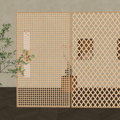 中式实木屏风隔断 花格玄关藤编屏风