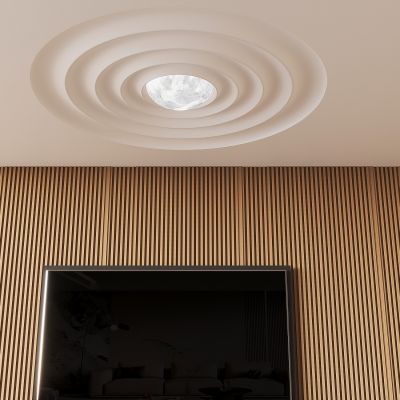 水波纹天花吊顶 月球灯片吊灯 水波纹石膏吊顶 圆形异形涟漪吊顶