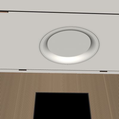 圆形发光灯膜吊顶 软膜天花吊顶线灯 木格栅电视背景墙