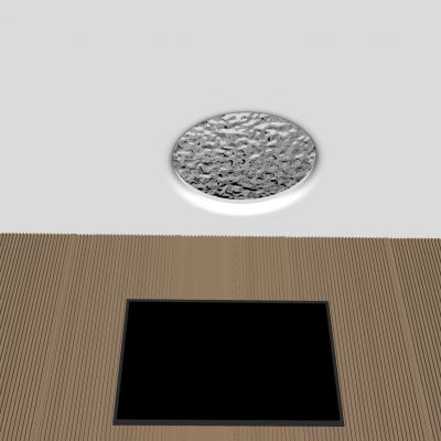 圆形发光灯膜吊顶  软膜天花吊顶 水波纹吊灯 木格栅电视背景墙