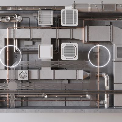 工业风通风管道 新风管道消防管道 空调管道天花吊顶