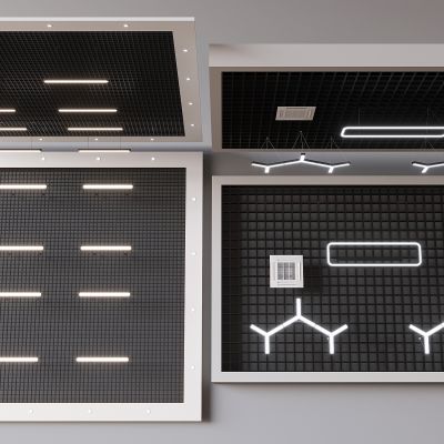 铝方通天花吊顶 方形铝格栅吊顶 工业风吊顶长条灯