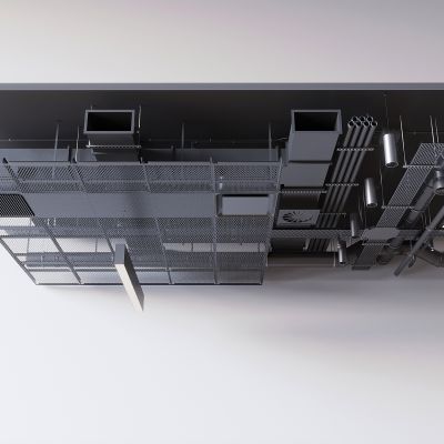 工业风管道吊顶 空调管道天花吊顶 铁网消防管道吊顶