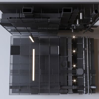 工业风管道吊顶 空调管道天花吊顶 铁网消防管道吊顶