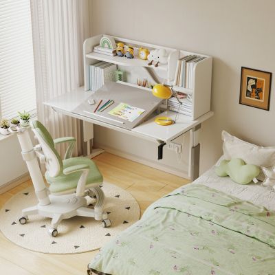 现代奶油学习桌 儿童升降桌 儿童桌椅 儿童学习桌椅