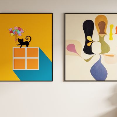 奶油风抽象装饰画 挂画