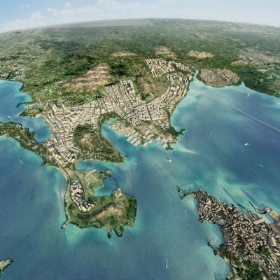 现代日景城市规划鸟瞰