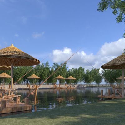 现代滨水景观垂钓公园