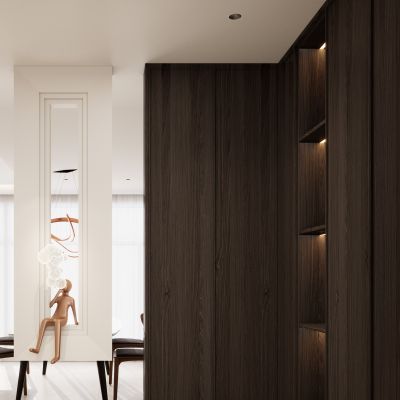 意式 中古风 骨骼线 斯卡帕叠级 水磨石 入户隔断 玄关