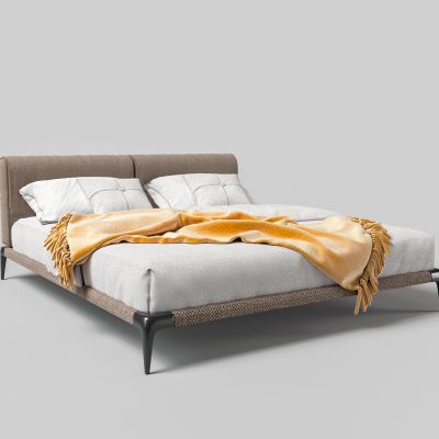 现代布艺双人床