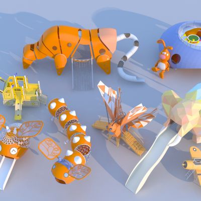 现代动物滑梯 动物儿童游乐器材 卡通游乐设备