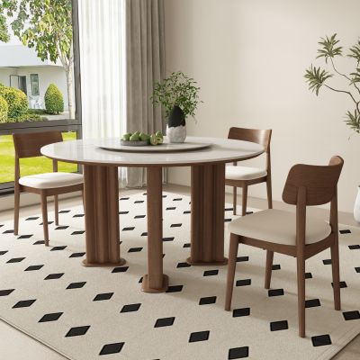 中古风圆形餐桌椅