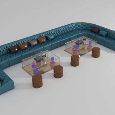 欧式KTV沙发茶几组合3D模型