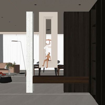 意式 中古风 骨骼线 斯卡帕叠级 水磨石 入户隔断 玄关