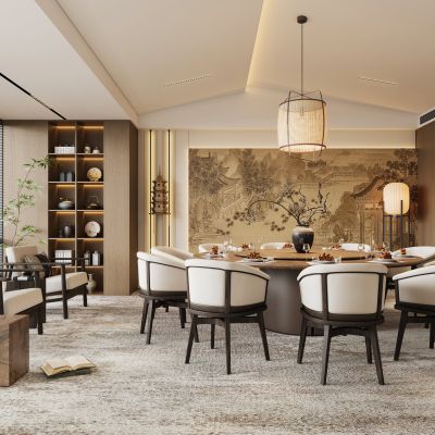 禅意新中式餐厅包间