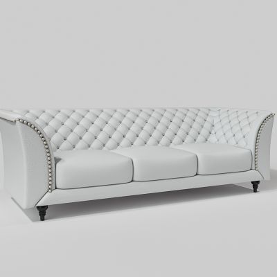 欧式皮革软包三人沙发