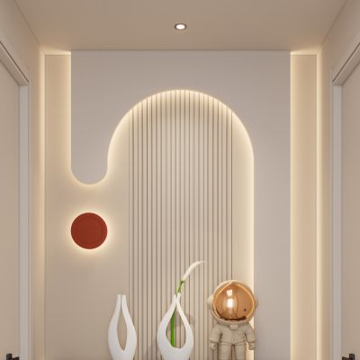 奶油 简约风 斯卡帕叠级 弧形造型 爱马仕橙 走廊端景 玄关