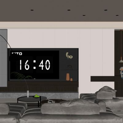 意式 轻奢风 内嵌 长虹玻璃 吊灯 别墅客厅 电视玄关一体柜