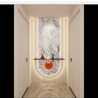 奶油 简约风 斯卡帕叠级 弧形造型 爱马仕橙 走廊端景 玄关