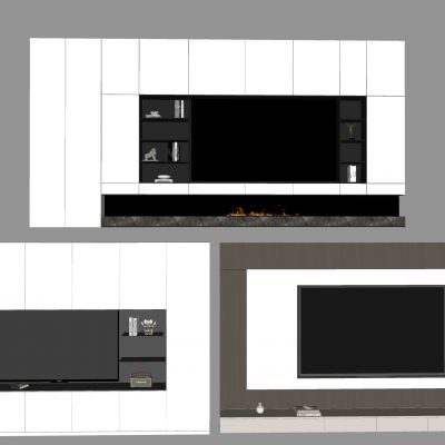 木饰面电视背景墙 格栅电视背景墙柜 电子火焰饰品摆件