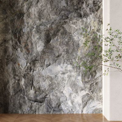 pu石材背景墙 毛石岩石背景墙 灯带