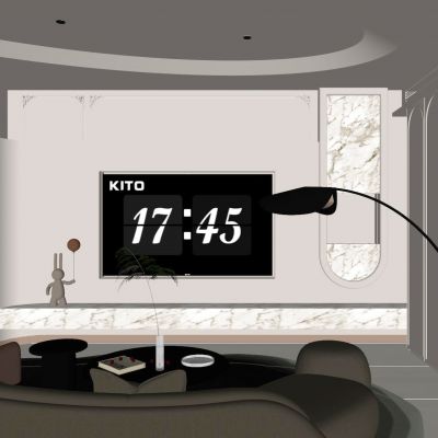 法式 奶油风 弧形造型 石膏线 壁龛 别墅客厅 电视玄关一体柜