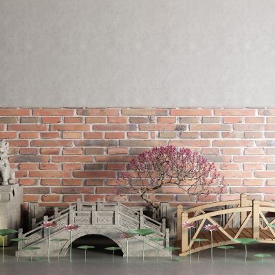 中式石桥 石狮子3D模型