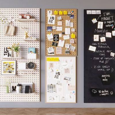 实木洞洞板照片墙 立体墙饰板置物架 黑白涂鸦板广告板