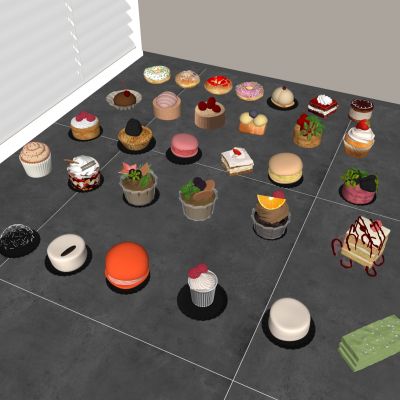 甜点蛋糕甜甜圈 草莓抹茶巧克力 奶油面包蛋糕食物