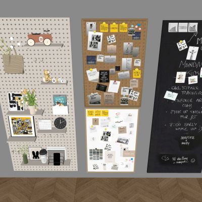 实木洞洞板照片墙 立体墙饰板置物架 黑白涂鸦板广告板