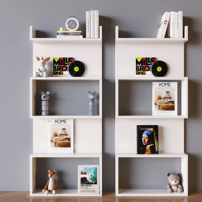 北欧奶油风书架 实木置物架收纳柜 多层杂志架展示架