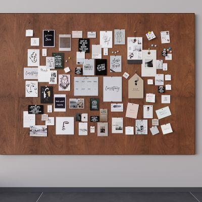 中古风实木照片墙 墙饰挂件方形 照片便签墙便利贴