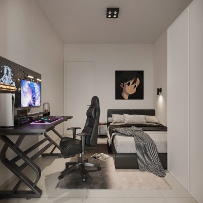 现代儿童房卧室 电竞桌椅