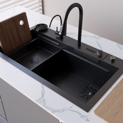 水槽洗菜盆切菜板 洗菜池水龙头 飞雨瀑布水槽台盆