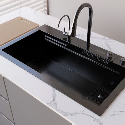 水槽洗菜盆切菜盘 洗菜池水龙头 厨房飞雨瀑布水槽