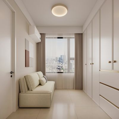 现代奶油风衣帽间