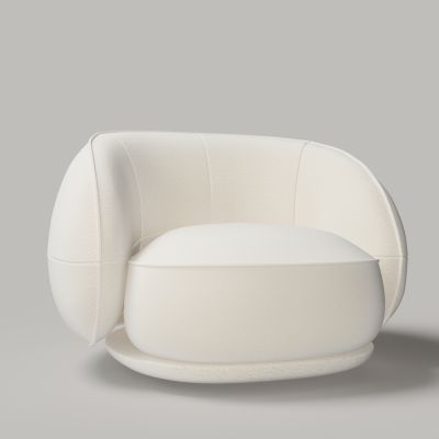 现代白色绒布单人沙发