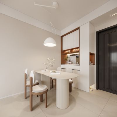 现代餐厅 奶油风餐厅 奶油风餐桌椅