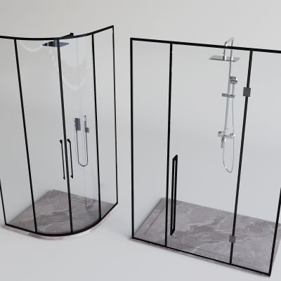 玻璃淋浴间淋浴房 淋浴花洒 弧形淋浴间