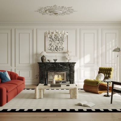 法式复古家居客厅 横厅 大平层客厅